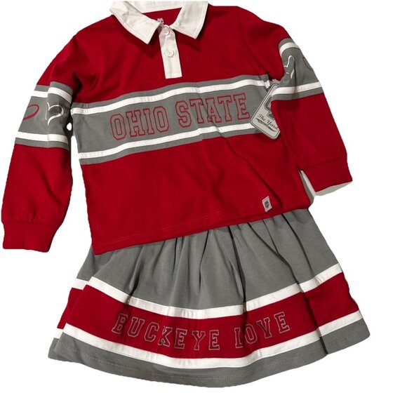 NEW Ohio State Buckeyes Colosseum Cheer Rugby Shirt Skirt Toddler Girls 3T - Picture 1 of 8